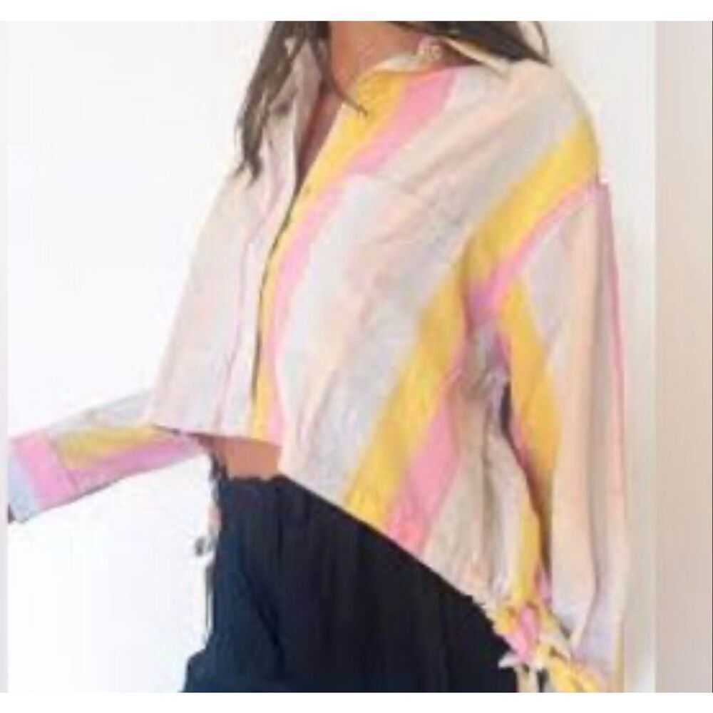 Rujuta Sheth everyday Shirt Top Blouse - Candy Stripe boho lagenlook size XS/S